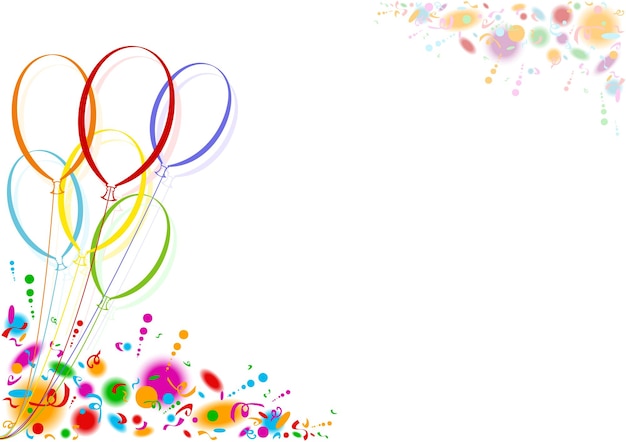 Colorful Drawing of Party Balloons with Confetti