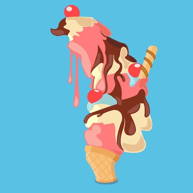 Colorful dripping Ice Cream vector art