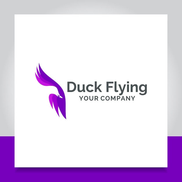Вектор Красочная утка летать дизайн логотипа негативное пространство
