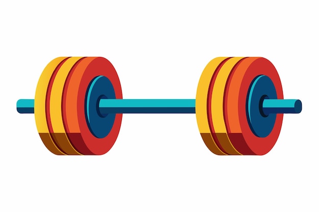 a colorful dumbbell with a blue and red handle