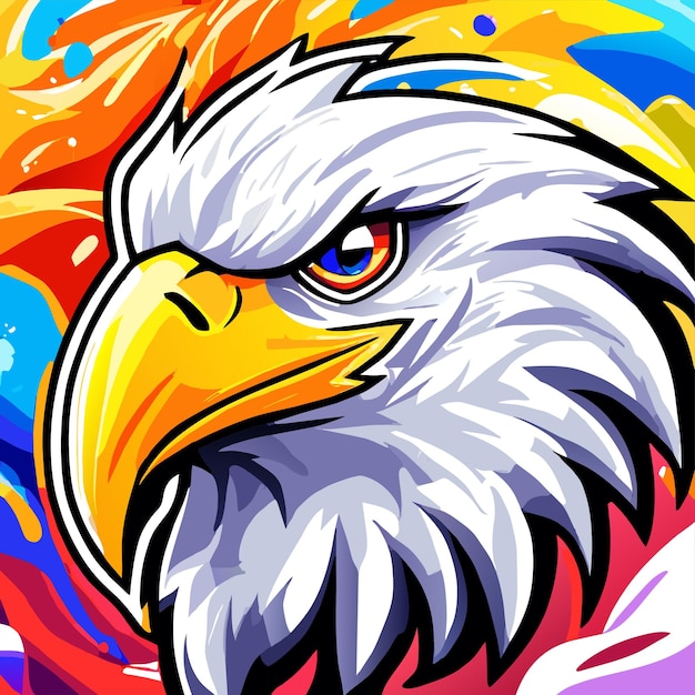 Vector colorful eagle mascot esport hand drawn flat stylish cartoon sticker icon concept isolated