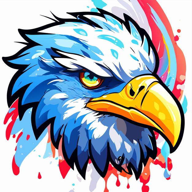 Vector colorful eagle mascot esport hand drawn flat stylish cartoon sticker icon concept isolated