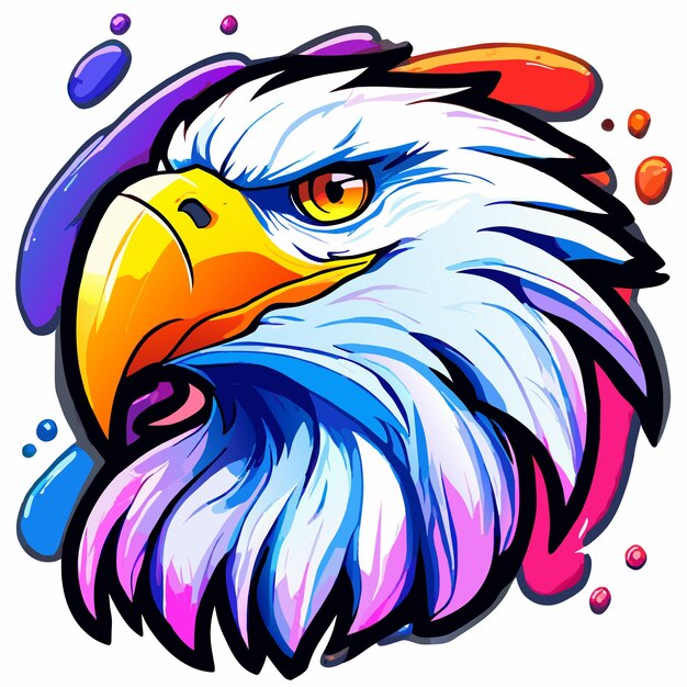 Vector colorful eagle mascot esport hand drawn flat stylish cartoon sticker icon concept isolated