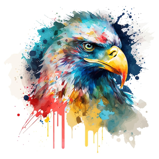 colorful eagle muzzle illustration watercolor bold look