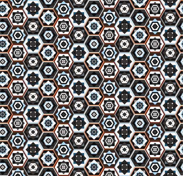 Colorful east geometric pattern with hexagons