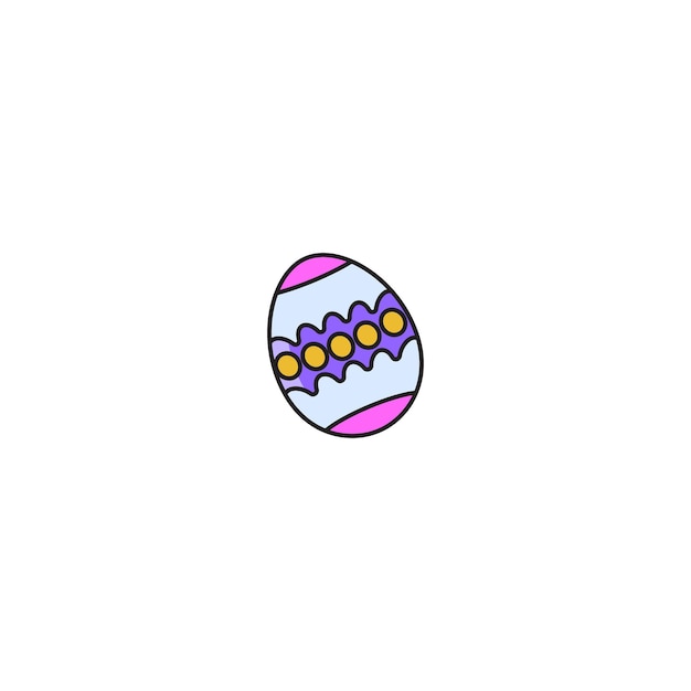 A colorful easter egg with a yellow and purple easter egg on the top