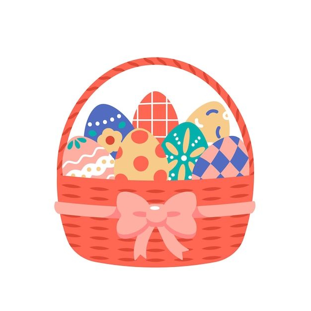 Vector colorful easter eggs in the basket