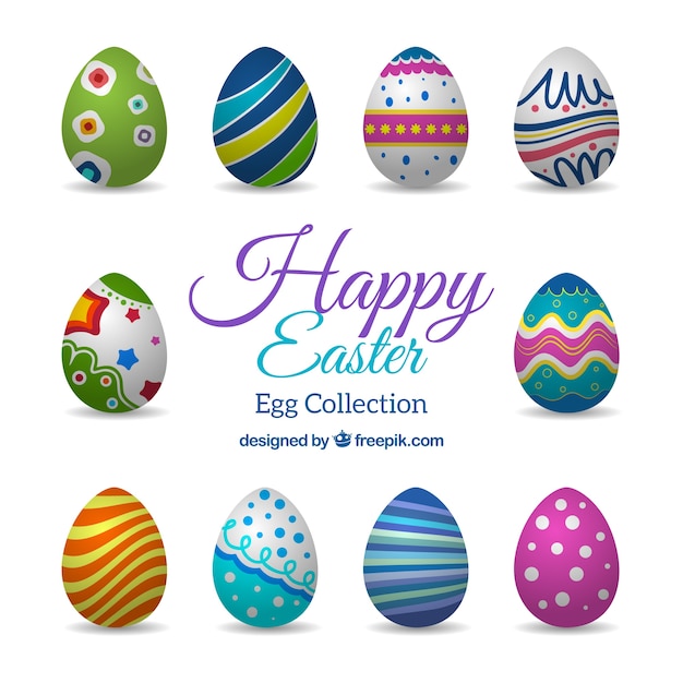 Vector colorful easter eggs collection