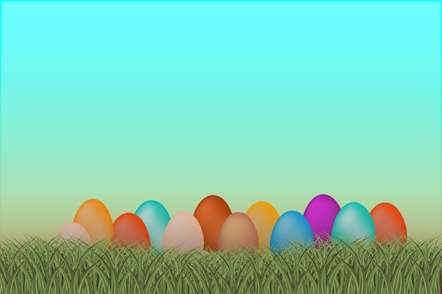 Vector colorful easter eggs on grass