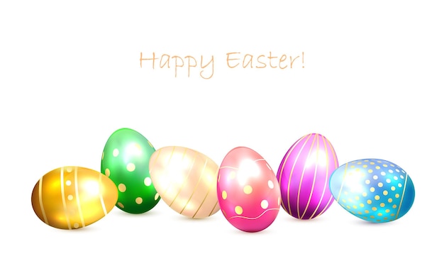 Colorful Easter eggs on white background, illustration.