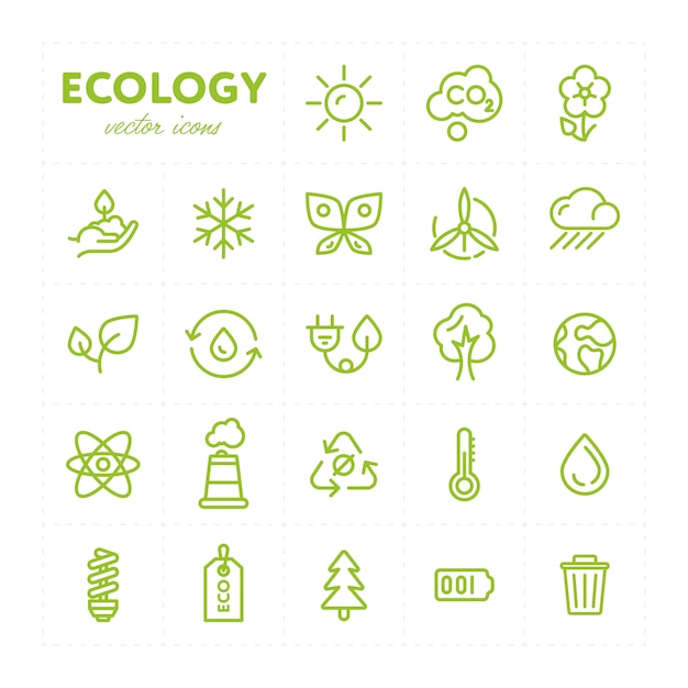 Colorful ecological icons in set