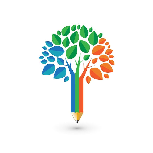 Colorful education concept with flat pencil tree design