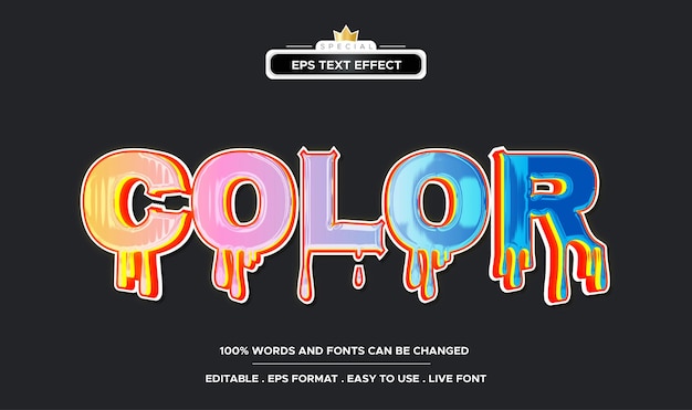 Colorful effect text editable