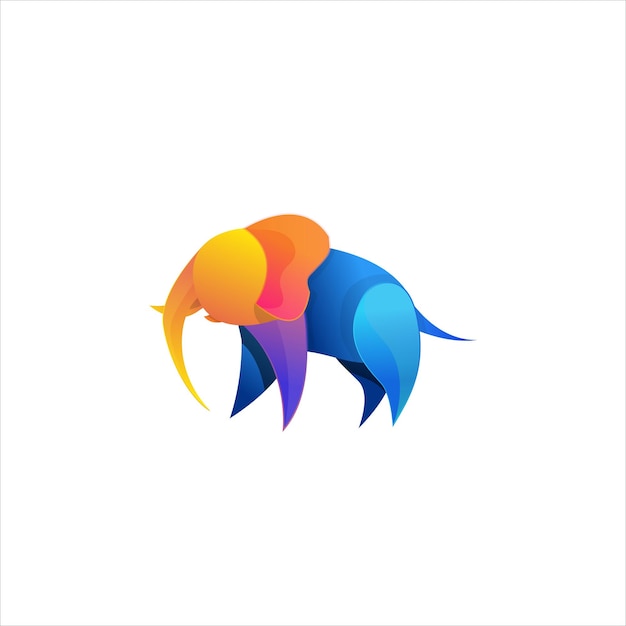 다채로운 코끼리 로고 벡터 템플릿 로고 디자인