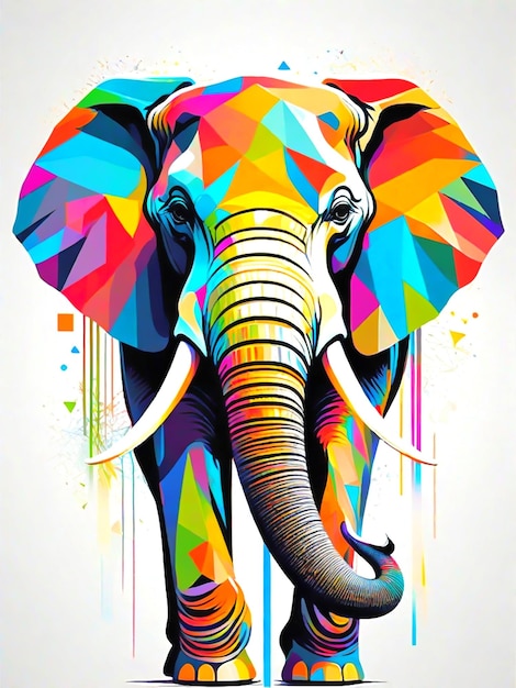 Vettore un dipinto colorato di elefante