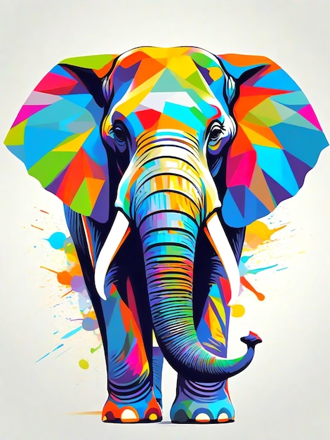 Vettore un dipinto colorato di elefante