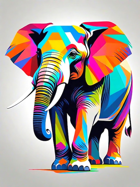 Vettore un dipinto colorato di elefante