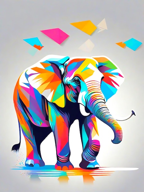 Vector a colorful elephant paint