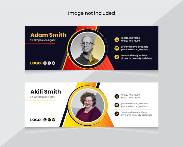 colorful email signature template or email footer and personal social media cover design template