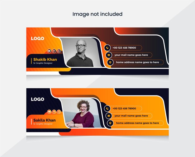 colorful email signature template or email footer and personal social media cover design template