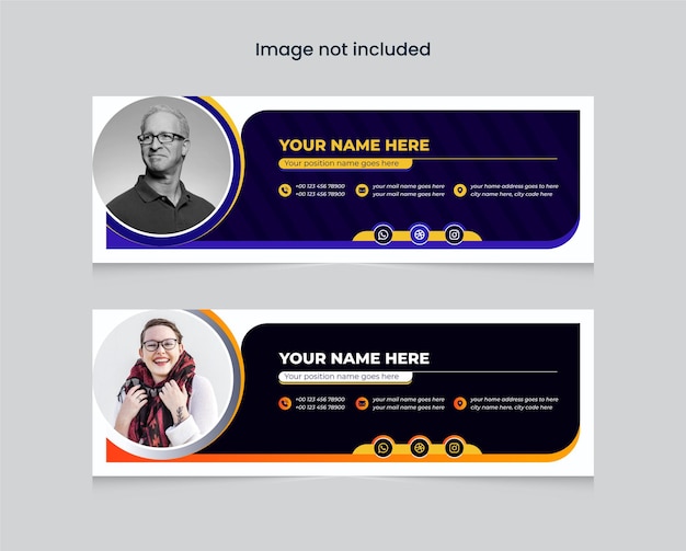 colorful email signature template or email footer and personal social media cover design template