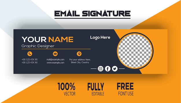 Colorful email signatures template vector design email footer and personal social media cover