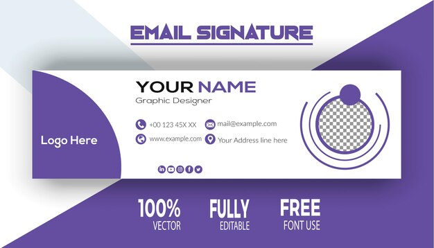 Vector colorful email signatures template vector design email footer and personal social media cover