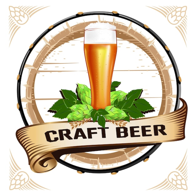 Colorful emblem of beer in vintage style