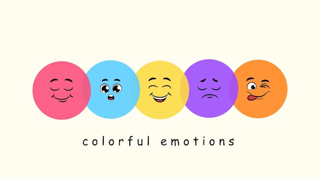 ベクトル カラフルな感情セット