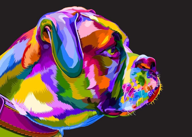 Bulldog inglese colorato su animali poligonali geometrici pop art