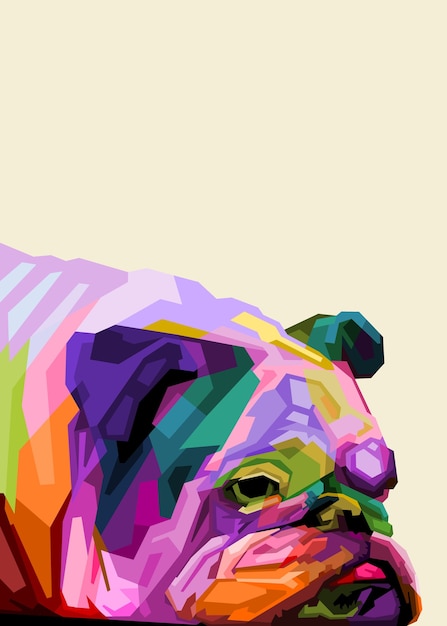 Colorful english bulldog in pop art style