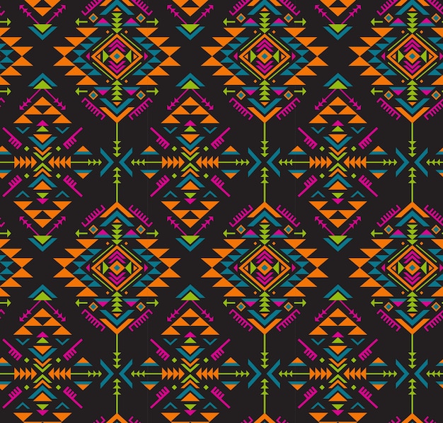 Colorful ethnic seamless pattern with geometric shapes