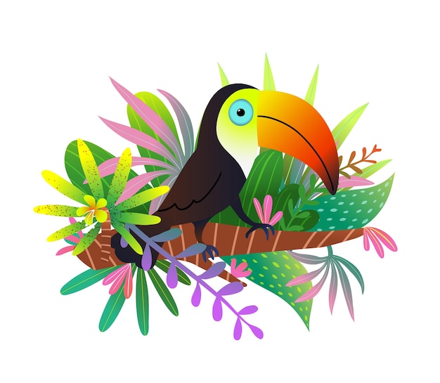 Vector colorful exotic toucan bird in naure clipart design