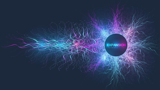 Colorful explosion background with connected line and dots