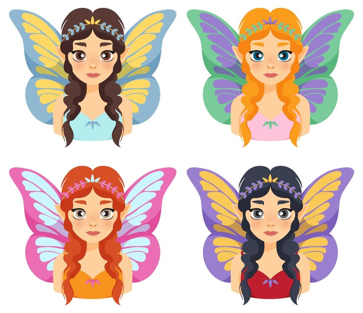 Vector colorful fairy portraits collection