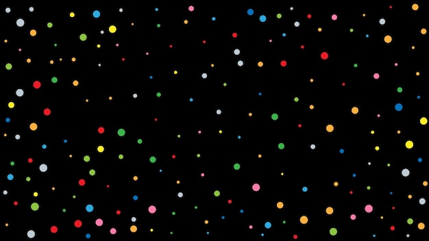 Vector colorful falling confetti on black background