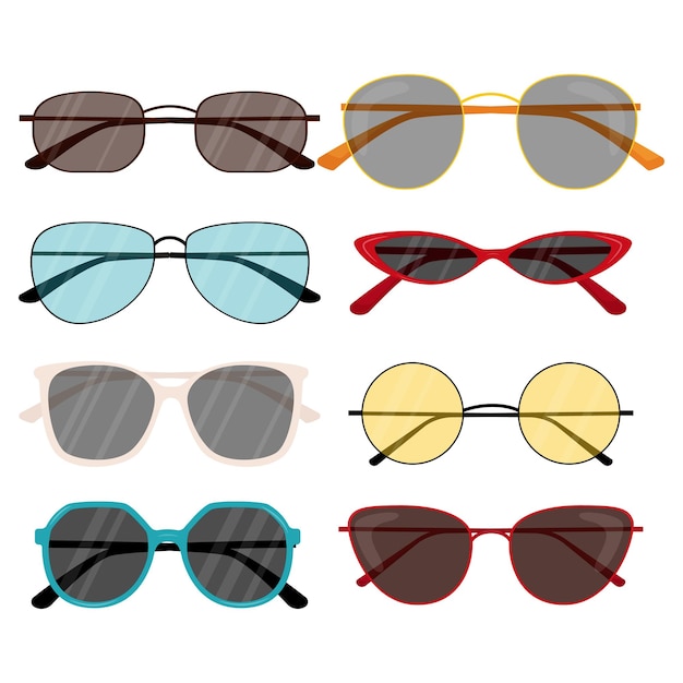 Colorful fashionable sunglasses with sun lens Collection of women's sunglasses