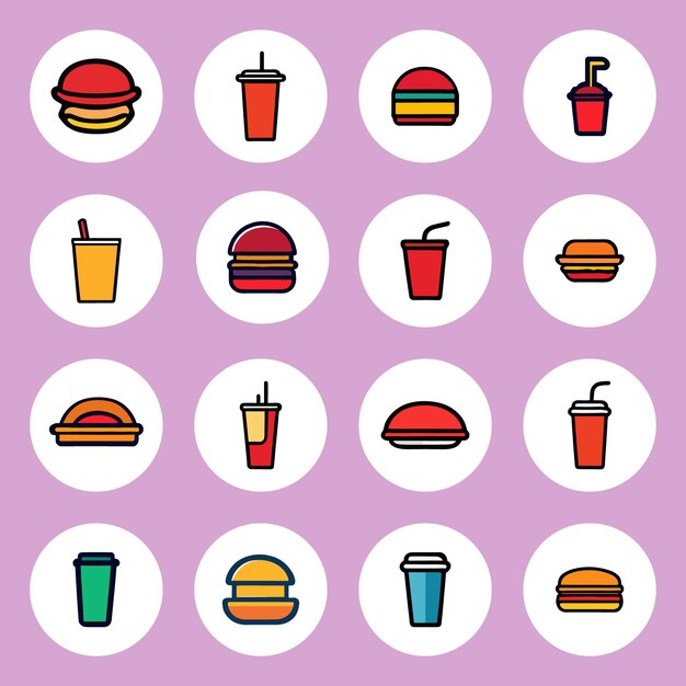 Vector colorful fast food logo icon collection vector