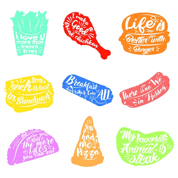 Vector colorful fast food with quote