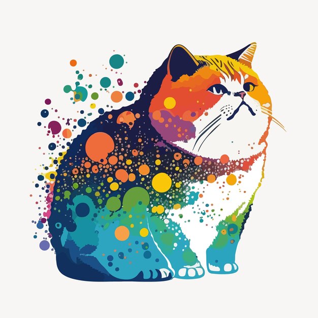 Vector colorful fat cat pop art vector illustration