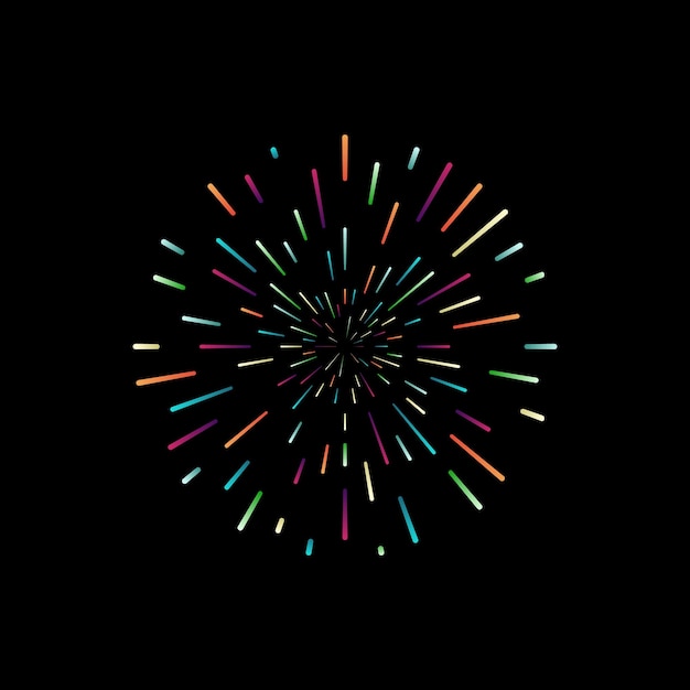 Vector colorful firework on black background festive decoration vector card