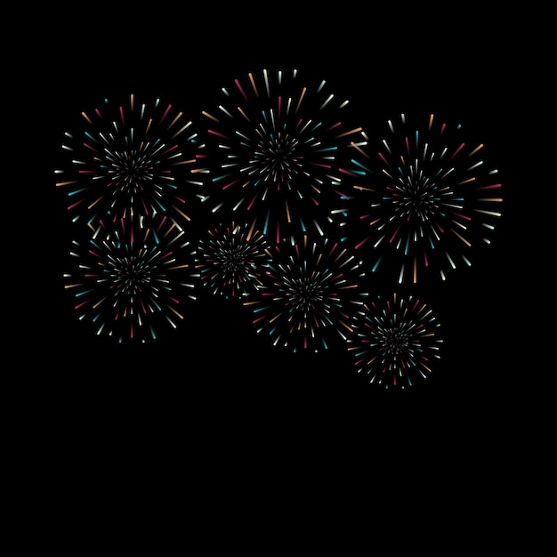 Colorful firework on black background Festive decoration Vector card