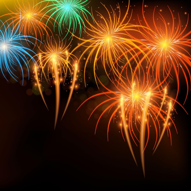 Colorful firework on the black sky background