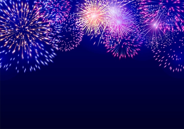 Vector colorful firework on dark blue background