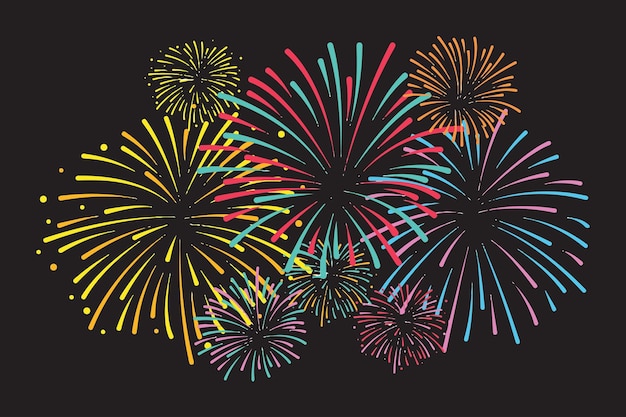 Vector colorful firework display