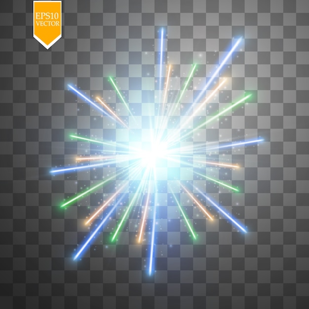 Colorful firework explosion on transparent background