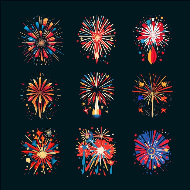 Fuochi d'artificio colorati di design grafico