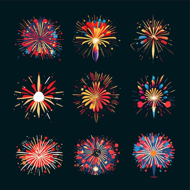 Vettore fuochi d'artificio colorati di design grafico