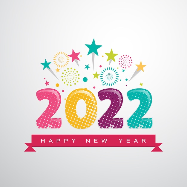 Vector colorful fireworks 2022 new year vector illustration bright on white gray background