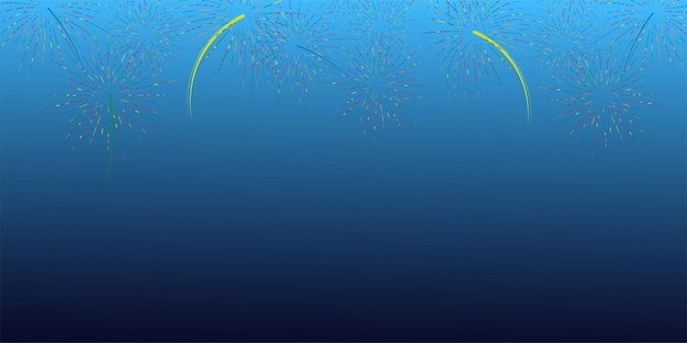 Colorful fireworks on a blue gradient background empty space for text vector Festive background